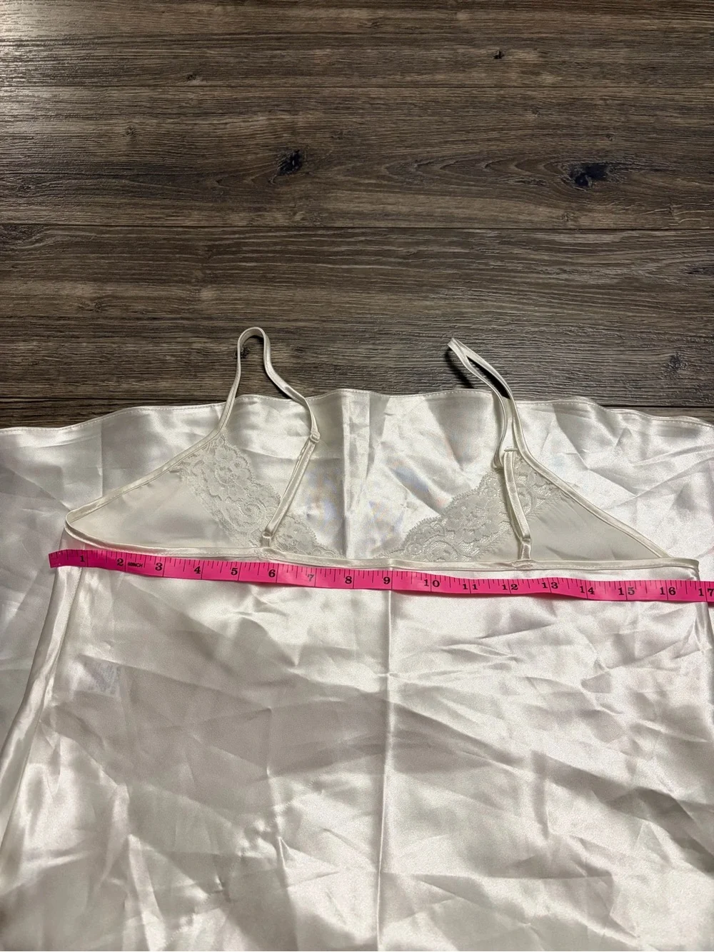 90s/Y2K European Vintage Satin Mini Slip Dress Lace Trim (Ivory) Size Medium